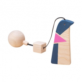Jucarie Montessori din lemn, pinguin pentru centru activitati, albastru-roz, Mobbli KDGMBL-ZW-CL-08