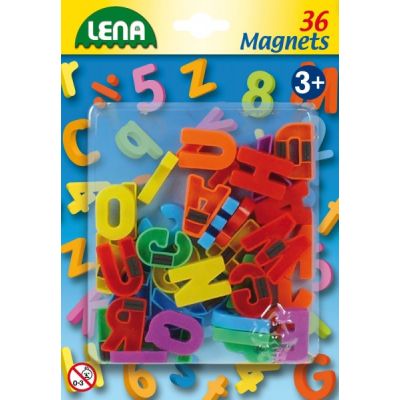 Set litere mari magnetice Lena multicolore 36 piese 3 cm lungime - SOLLE65745