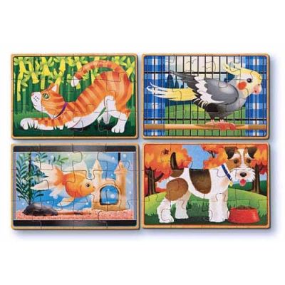 Set 4 puzzle lemn in cutie Animale de companie Melissa and Doug - OKEMD3790