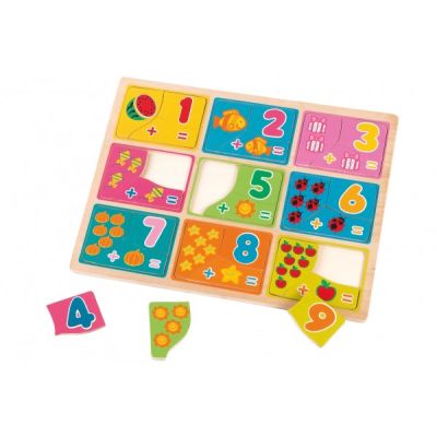 Puzzle din lemn Globo cu numere pentru copii - SOLGL37700