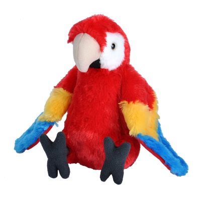 Papagal macaw stacojiu - jucarie plus wild republic 20 cm wr12293