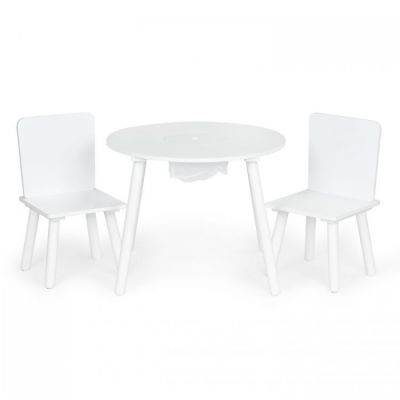 Set de masa cu doua scaune pentru copii si loc de depozitare jucarii ecotoys wh135 - alb edeediwh135