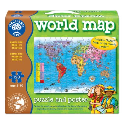 Puzzle si poster Harta lumii (limba engleza 150 piese) WORLD MAP PUZZLE & POSTER - OR280