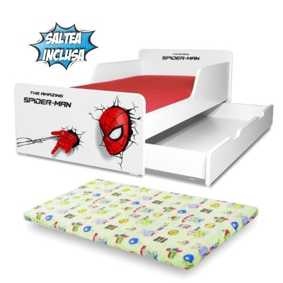 Patut Baieti Start Spiderman 2-12 ani, include sertar si saltea 160/80/6 cm cu lana PC-P-MK-SPM-80