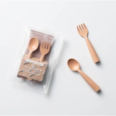 Set de tacamuri bebelusi Miniware My First Cutlery, 100% din materiale naturale biodegradabile, Toffee JEMmw_MWMFCT