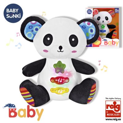 Jucarie interactiva bebe cu sunete si lumini 15 cm - panda baby sunki rg18093