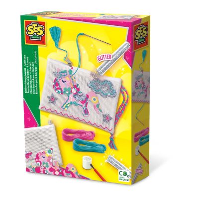 Set creativ DIY copii- Geanta brodata cu unicorn si accesorii